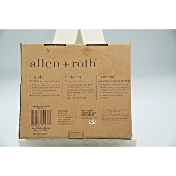 Allen Roth Oil-Rubbed Bronze Steel Curtain Rod Finials #634454 - Picture 2 of 2